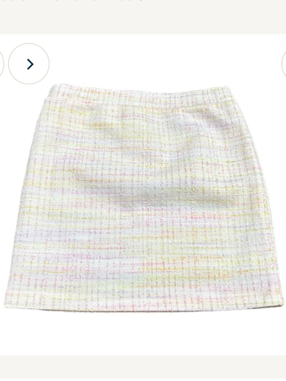 NWT By Debra White Tweed Mini Skirt with Pink & Yellow Accents